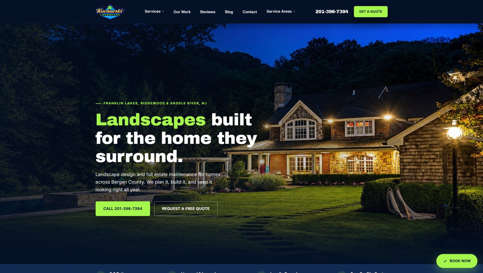 Kucharski Landscape & Design homepage designed by Wellington Web Design